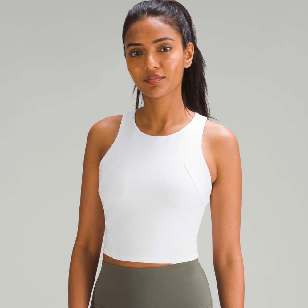lululemon Wunder Train racerback tan top white